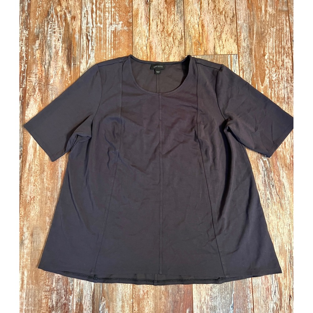 J. Jill Wearever Collection Charcoal Gray Seamed Ponte‎ Knit Top Short Sleeve M